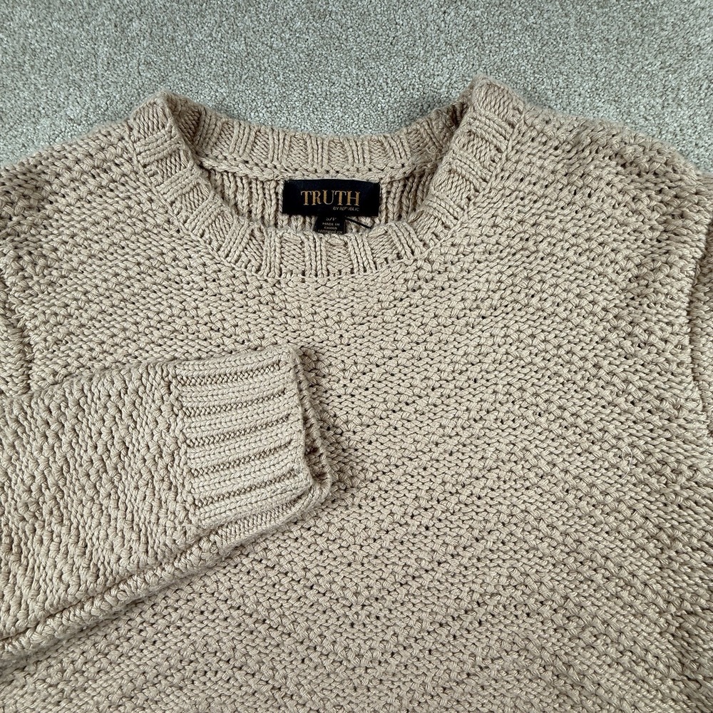 Truth By Republic Men's Tan Knit Crew Neck Sweater Small